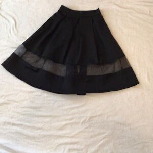 Express Black Circle Skirt with Sheer Inset, sz 0